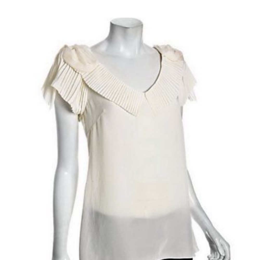 Anthropologie leifsdottir pleated white top sz 10